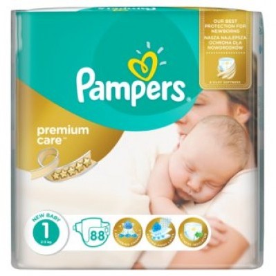 Pampers Premium Care Newborn 1 (2-5 кг) 88шт.